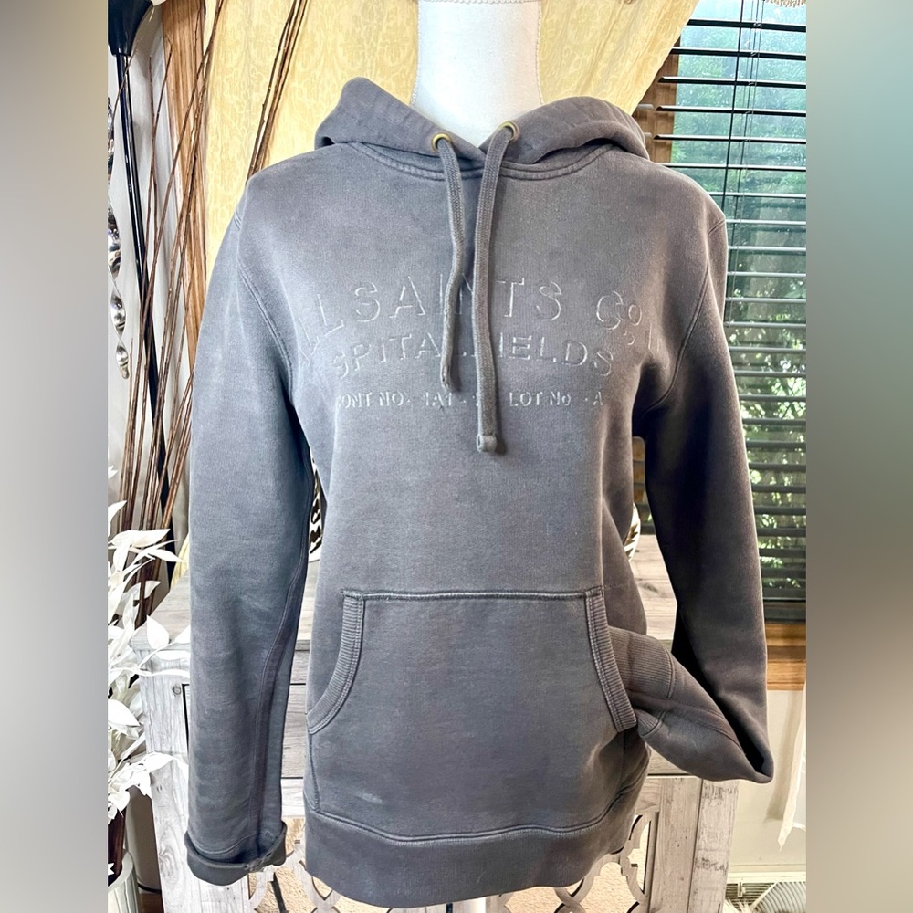 All Saints Charcoal Hoodie for Men - Picture 2 of 6
